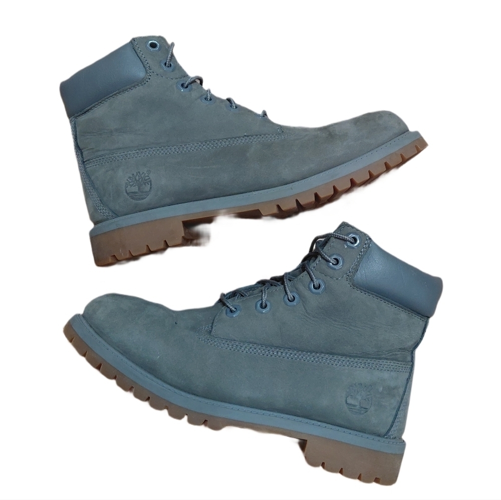 Timberland Women's Army Green Combat Boots Size 6  Lace-Up Suede Work Boots
